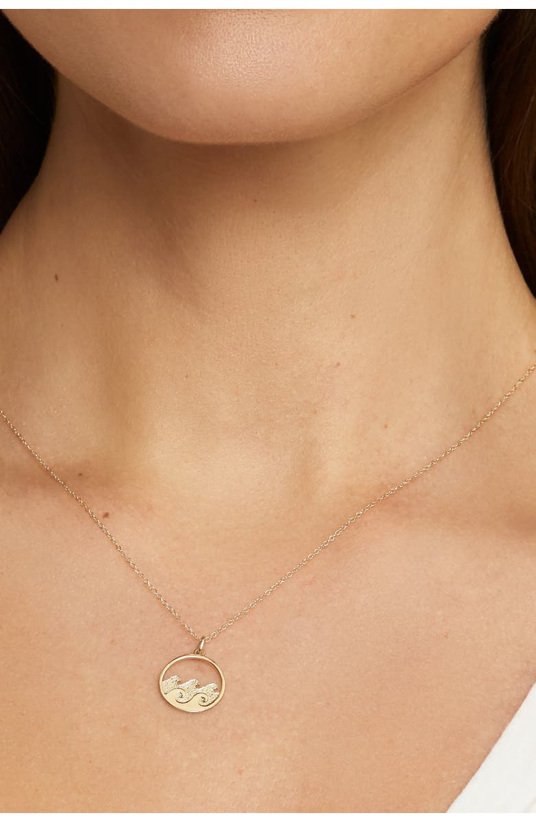 Oradina 14K Yellow Gold Making Waves Pendant Necklace, Alternate, color, Yellow Gold