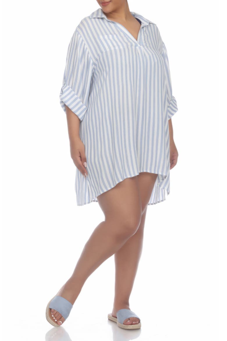 Stripe Collared Shirtdress, Main, color, CHAMBRAY STRIPE