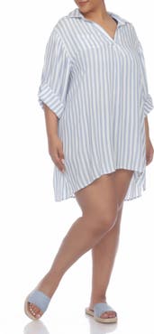 BOHO ME Stripe Collared Shirtdress