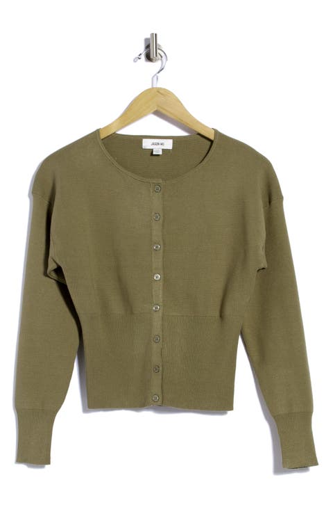 Crewneck Button Front Cardigan