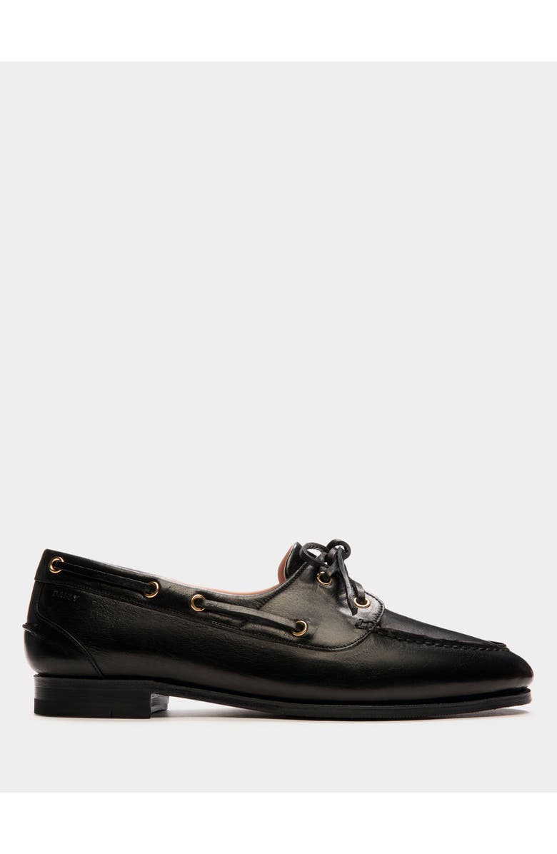 Bally Plume Moccasin in Dark Leather, Main, color, Black