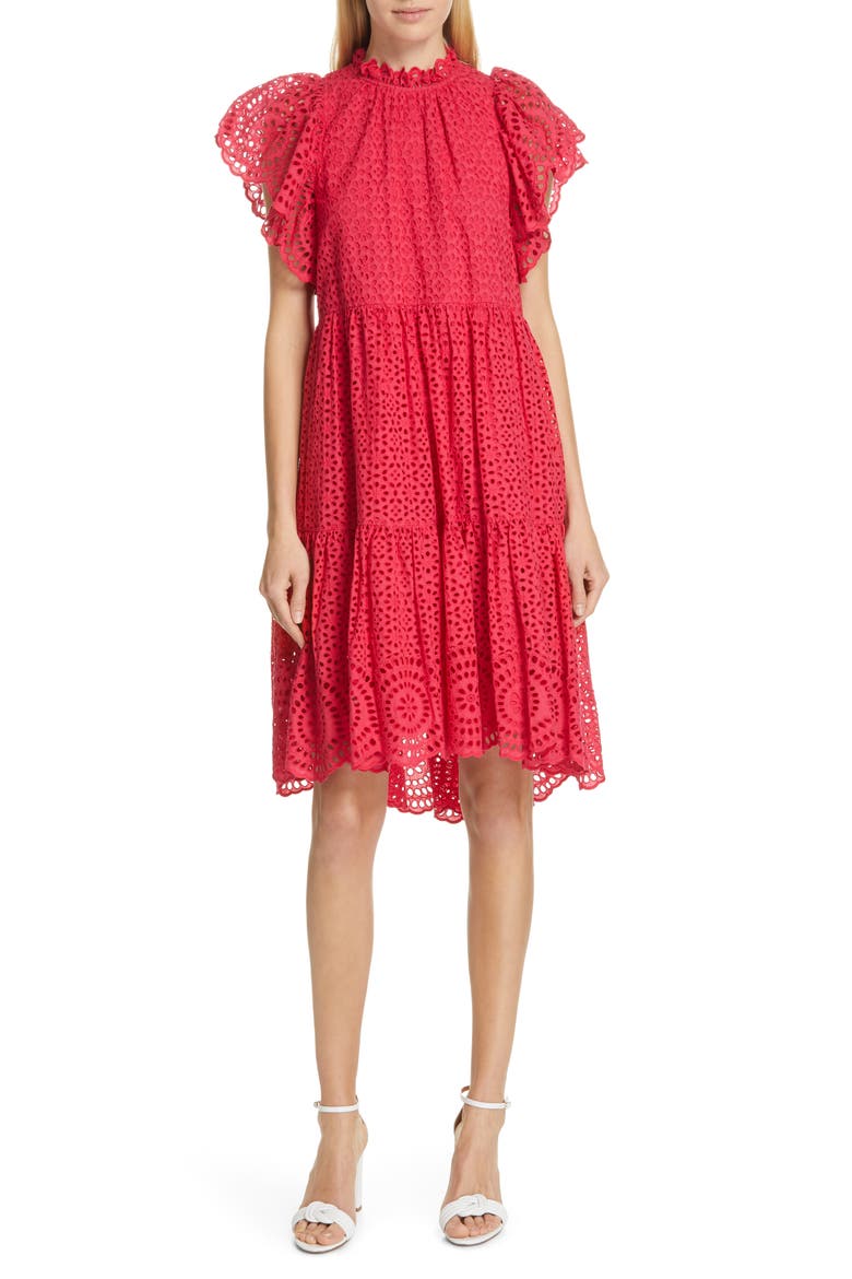 Norah Eyelet Dress, Main, color, FUCHSIA
