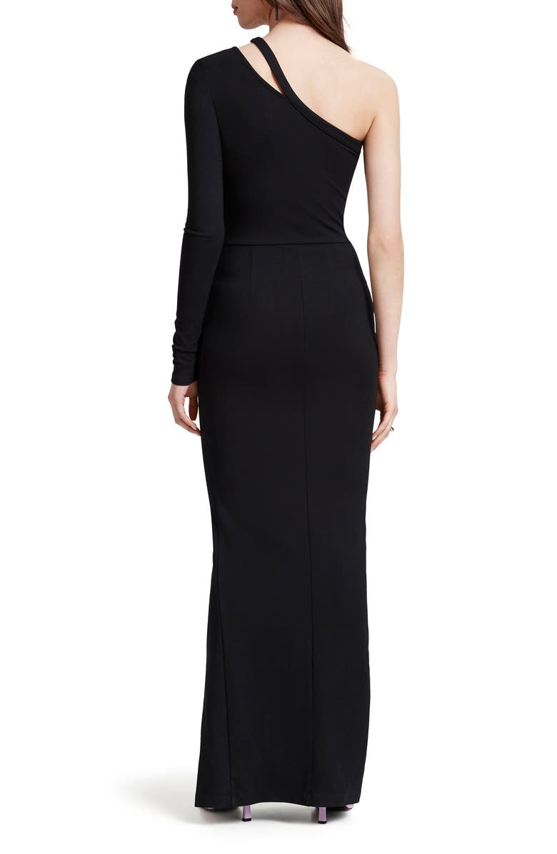Marcella Lydia One-Shoulder Gown, Alternate, color, Black
