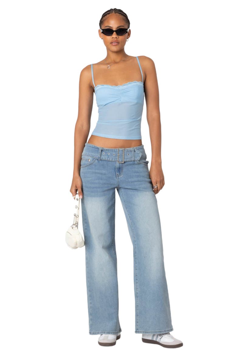 Elina Lace Trim Mesh Camisole, Alternate, color, LIGHT-BLUE