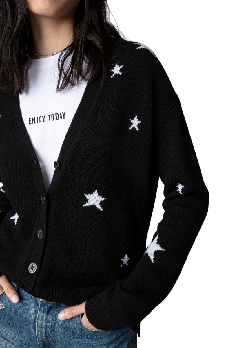 Zadig & Voltaire Mirka Star Cashmere Cardigan, Alternate, color, 