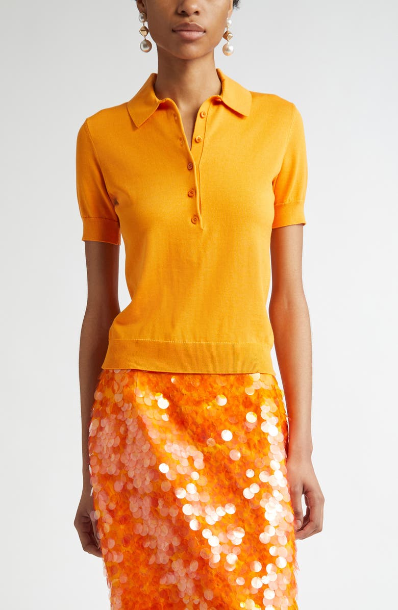 Carolina Herrera Silk & Cotton Blend Polo, Main, color,