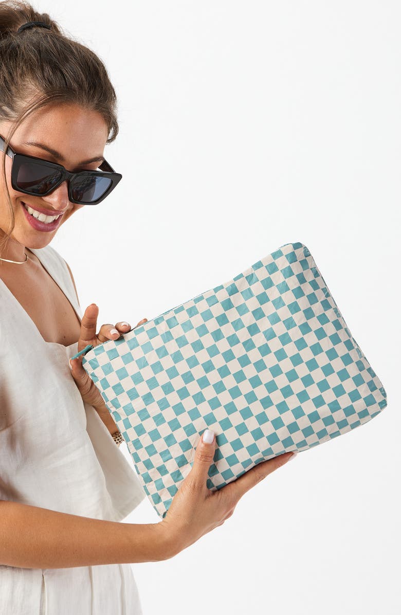 Aloha Collection Mid Petite Check Water Resistant Tyvek<sup>®</sup> Zip Pouch, Alternate, color,