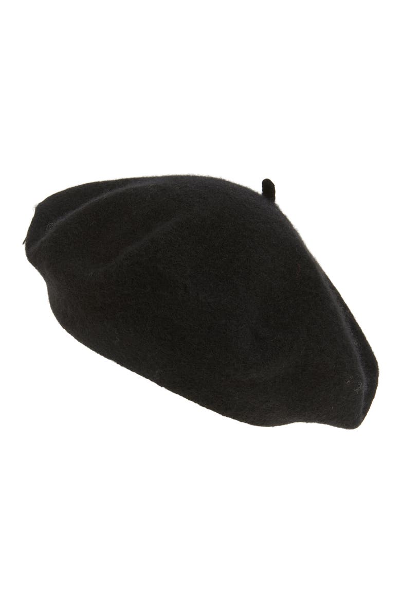 Wool & Cashmere Beret, Main, color, BLACK