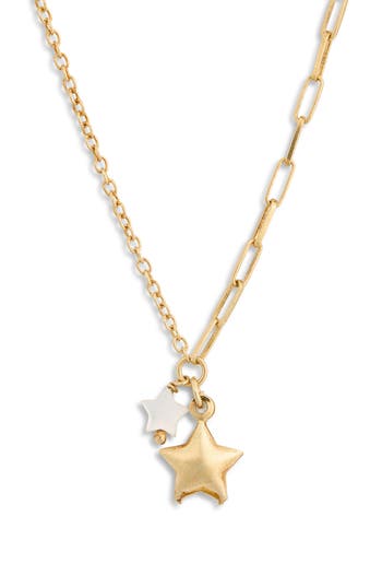 Argento Vivo Mother-of-pearl Star Charm Necklace In Gold