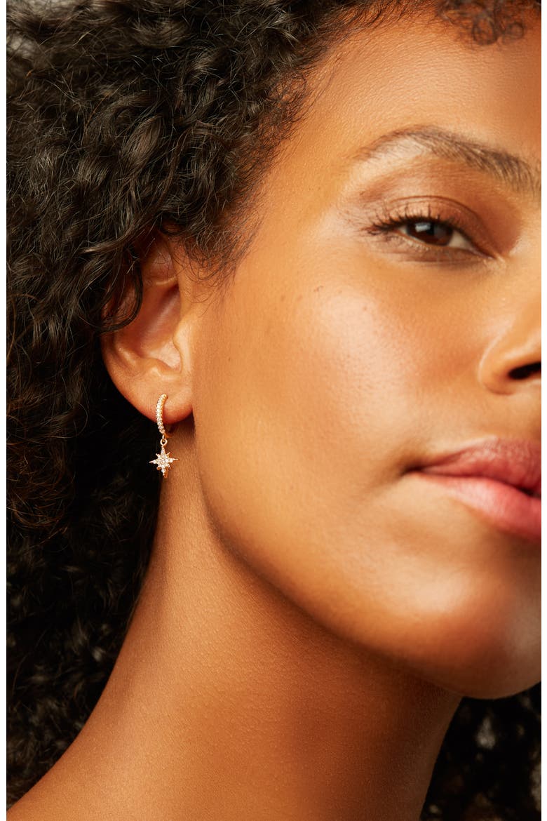 Crescent Moon Huggie Hoops - Celeste, Alternate, color, Gold