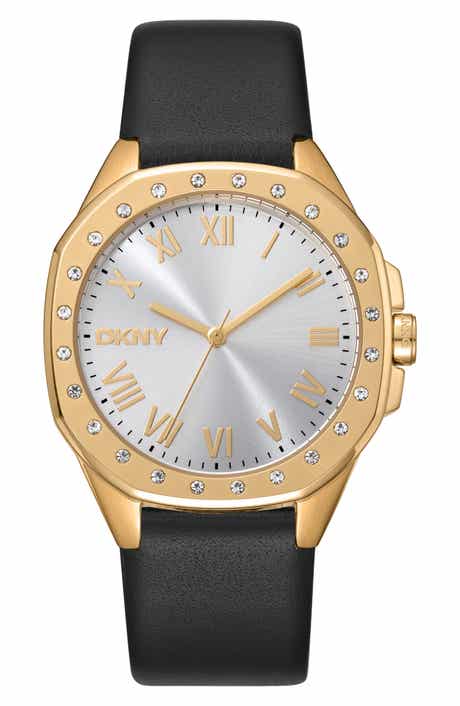 Three Hand Quartz Leather Strap Watch, 36mm