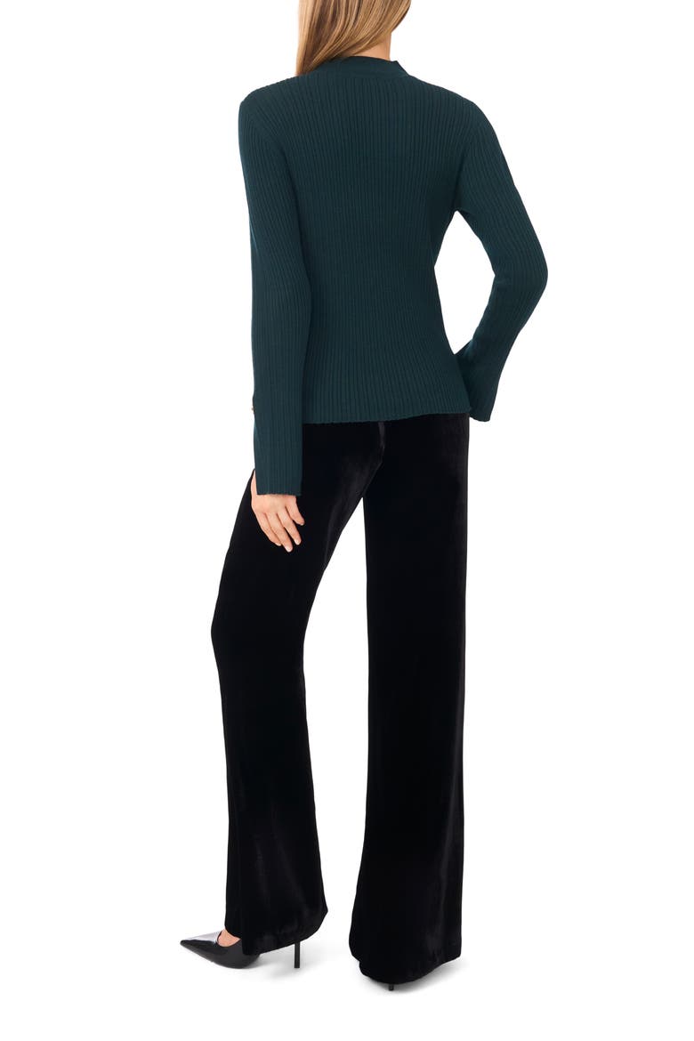 Mock Neck Split Cuff Ribbed Sweater, Alternate, color, MIDNIGHT FOREST