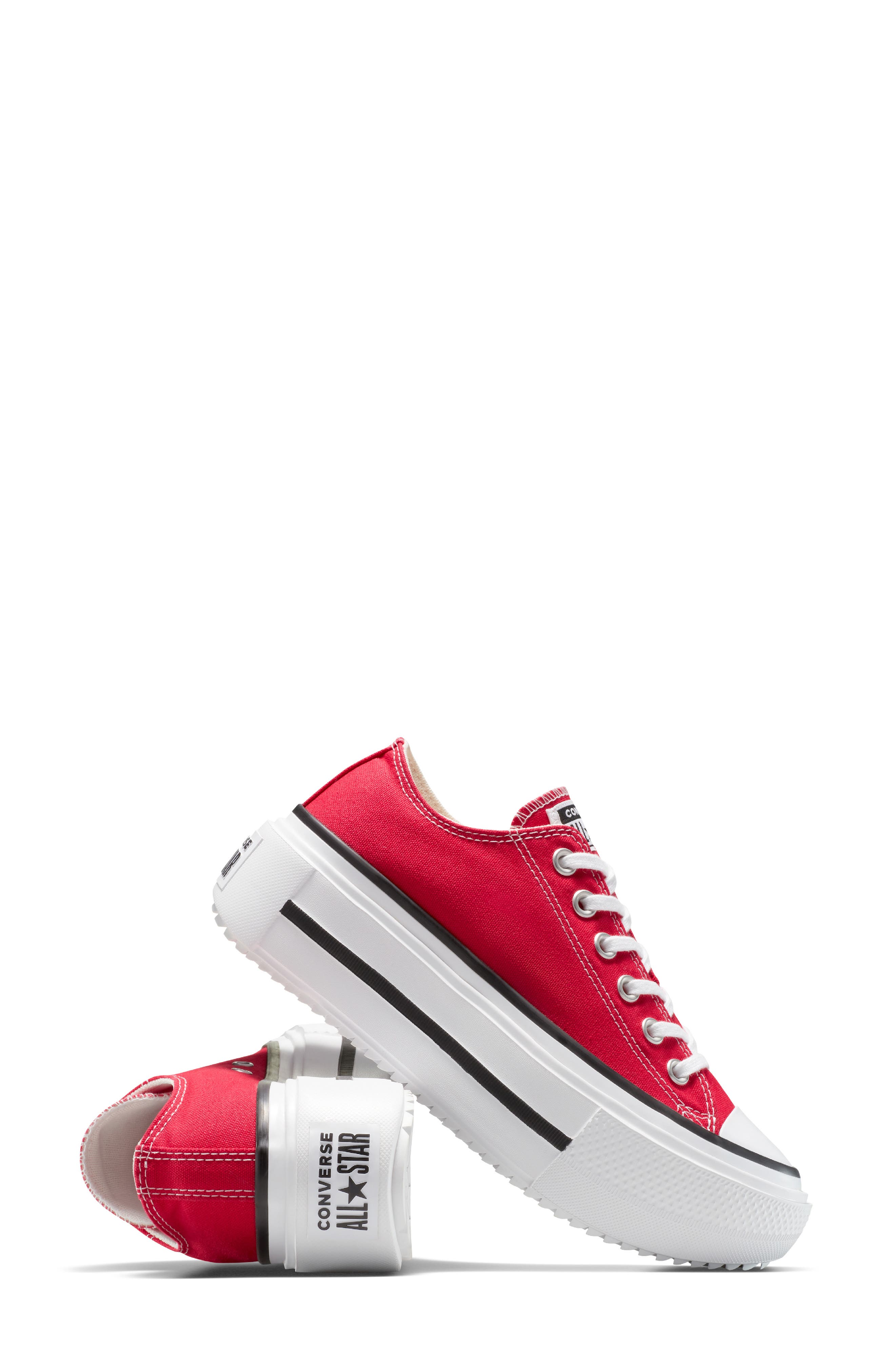 Converse Gender Inclusive Chuck Taylor All Star Lift Double Stack Low Top Platform Sneaker, Alternate, color, Red/ Black/ White