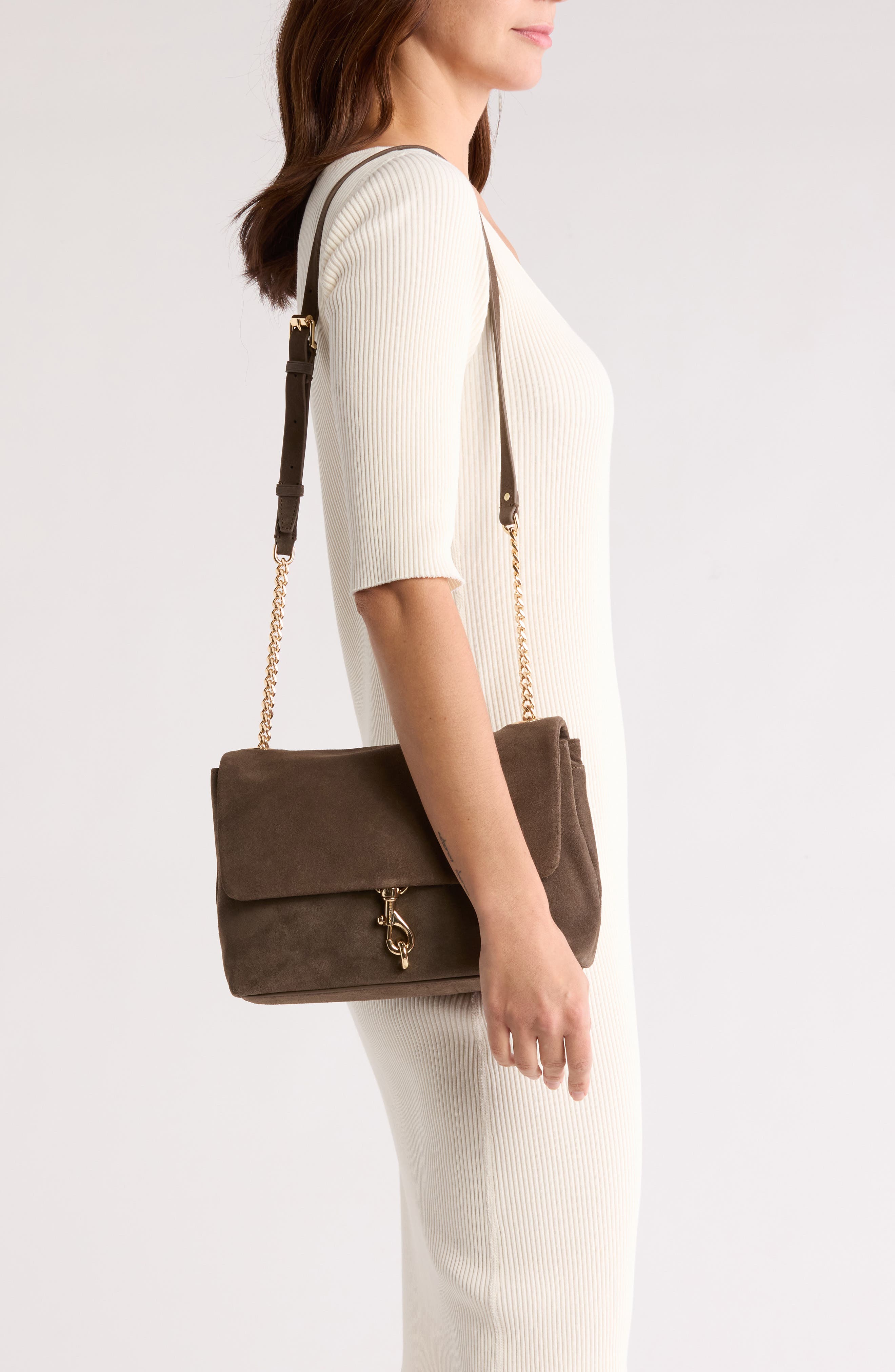 Rebecca Minkoff Edie Suede Flap Shoulder Bag, Alternate, color, 