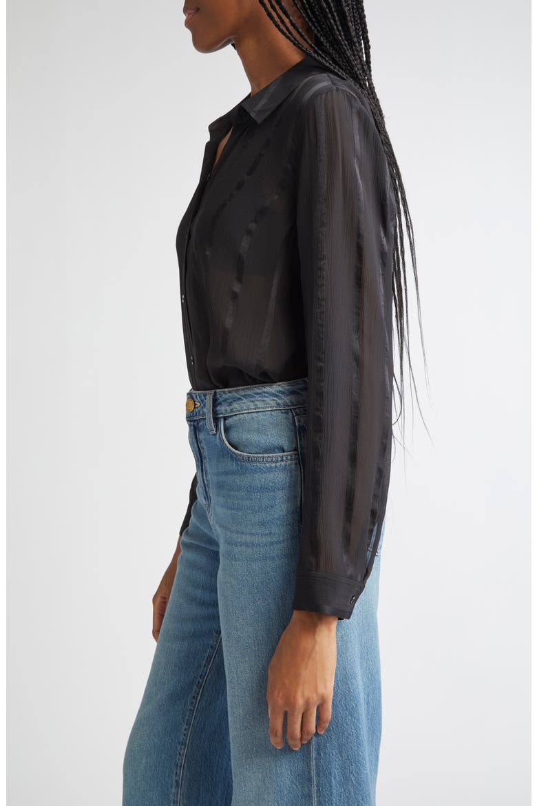 Argo Silk Button-Up Shirt, Alternate, color, BLACK PINSTRIPE