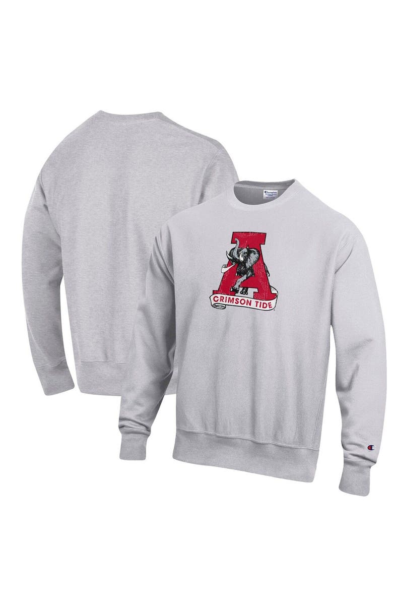 Champion Men's Champion Heathered Gray Alabama Crimson Tide Vault Logo Reverse Weave Pullover Sweatshirt, Main, color, 
