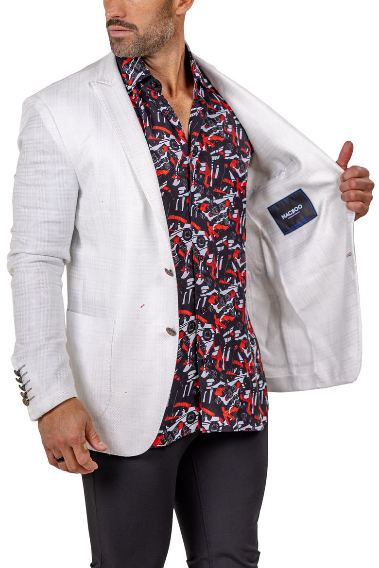 Unconstructed Marthy015 White Glen Check Peak Lapel Blazer, Alternate, color, WHITE