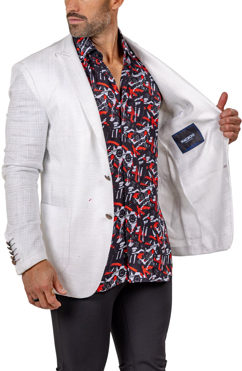 Maceoo Unconstructed Marthy015 White Glen Check Peak Lapel Blazer, Alternate, color, White