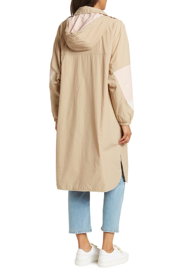 Philomena Water-Resistant Windbreaker Long Jacket, Alternate, color, SAND