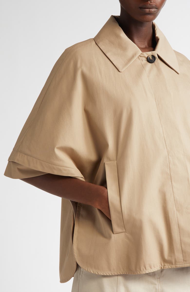 Max Mara Parole Twill Crop Cape Jacket, Alternate, color, Colonial