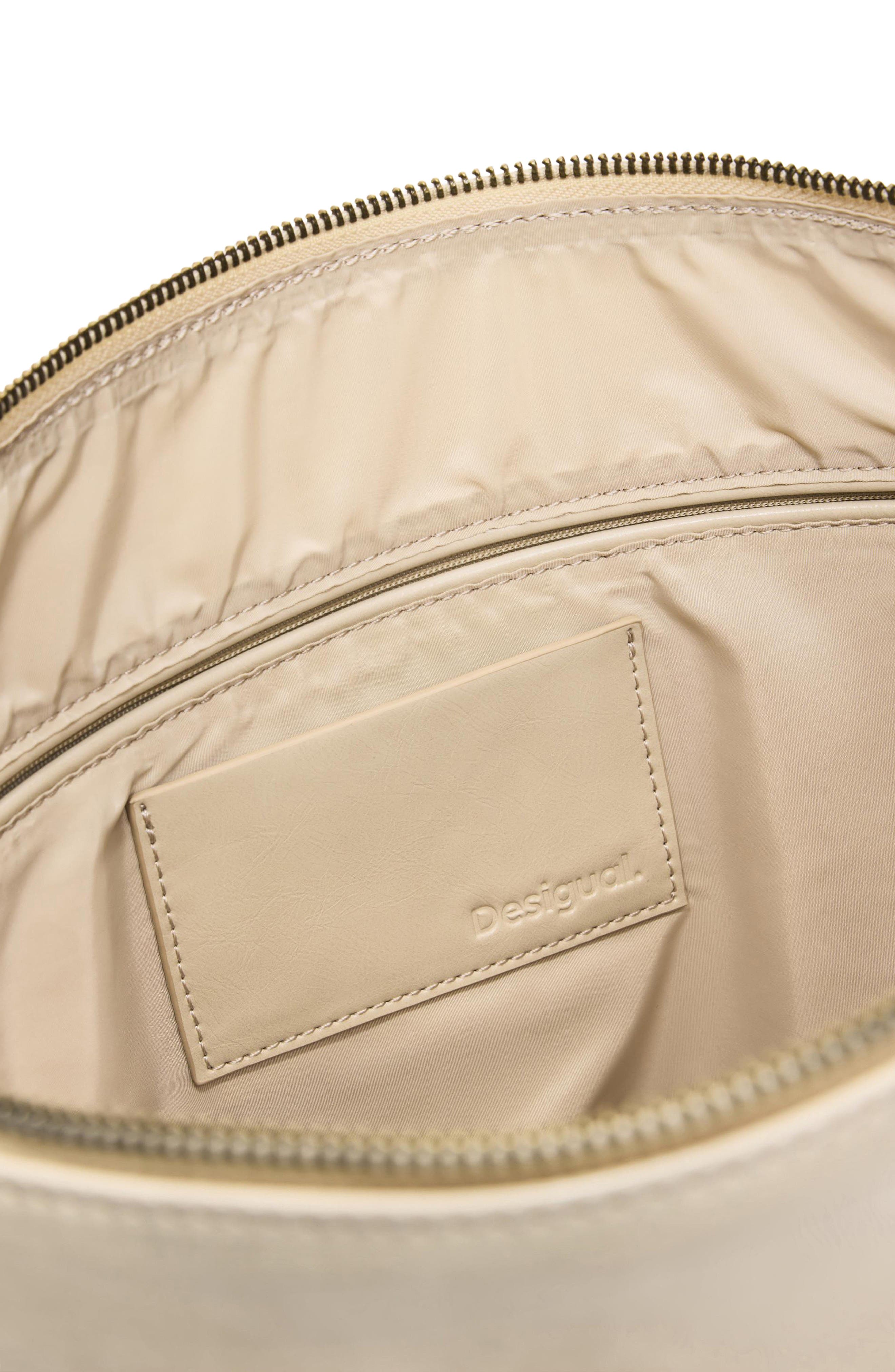 Medium Faux Leather Shoulder Bag, Alternate, color, OFF WHITE