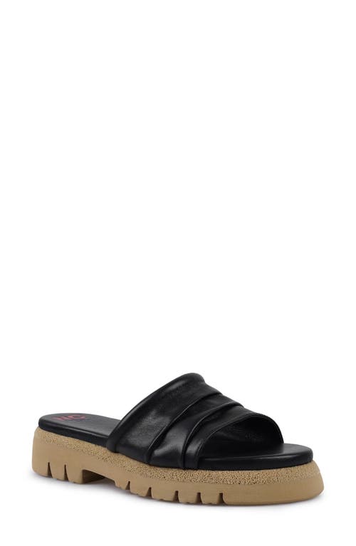 National Comfort Ferna Platform Slide Sandal In Black Leather