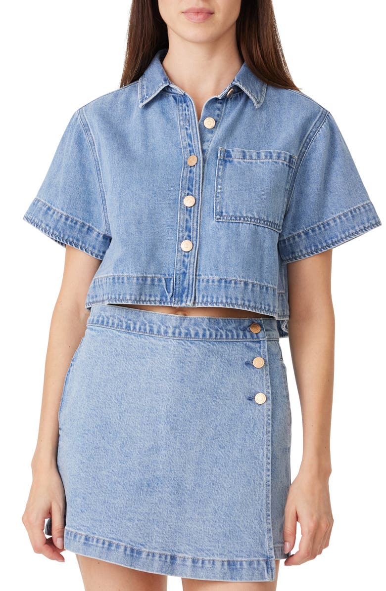 Habitual Crop Denim Shirt, Main, color, Splash