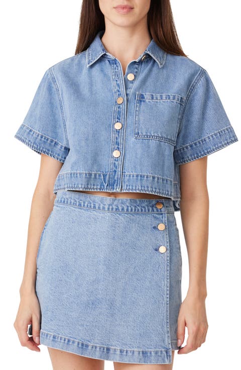 Crop Denim Shirt (Splash)
