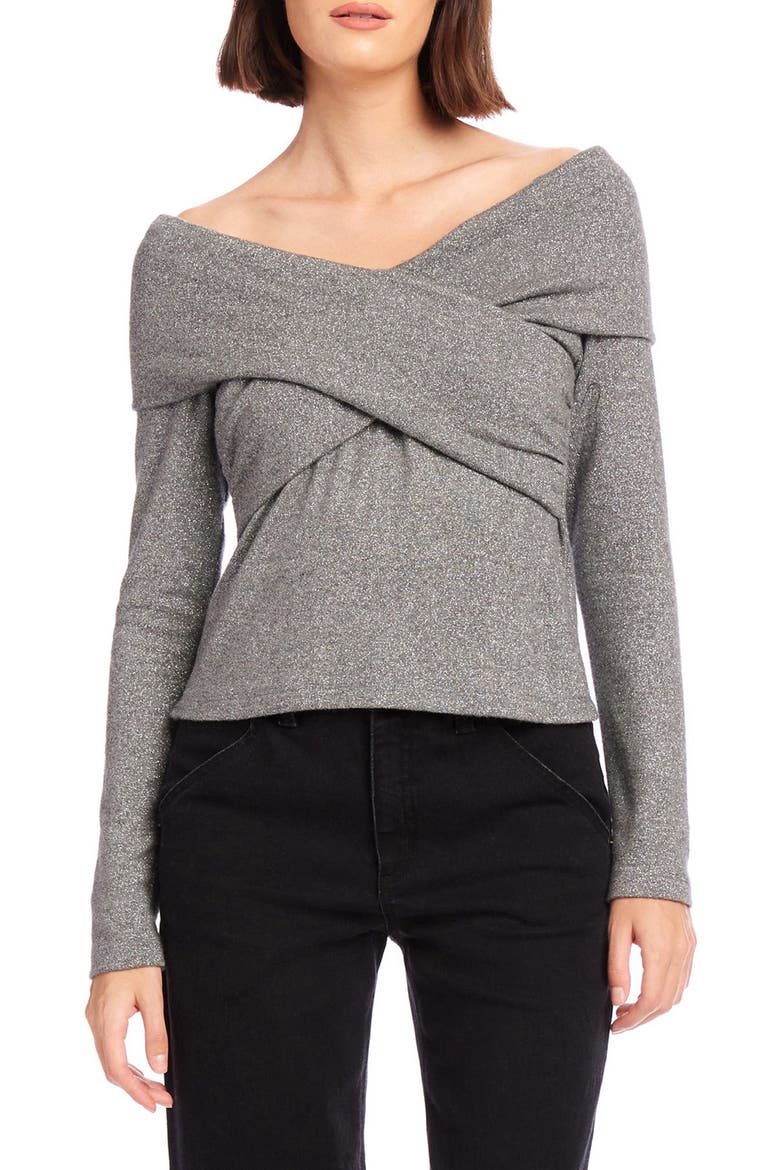 Lana Metallic Crossover Top, Main, color, SILVER