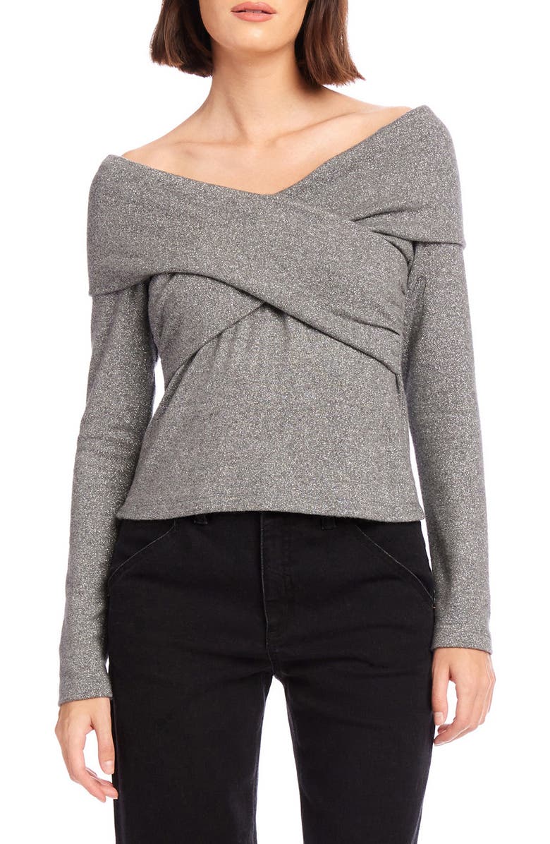 FIFTEEN TWENTY Lana Metallic Crossover Top, Main, color, Silver