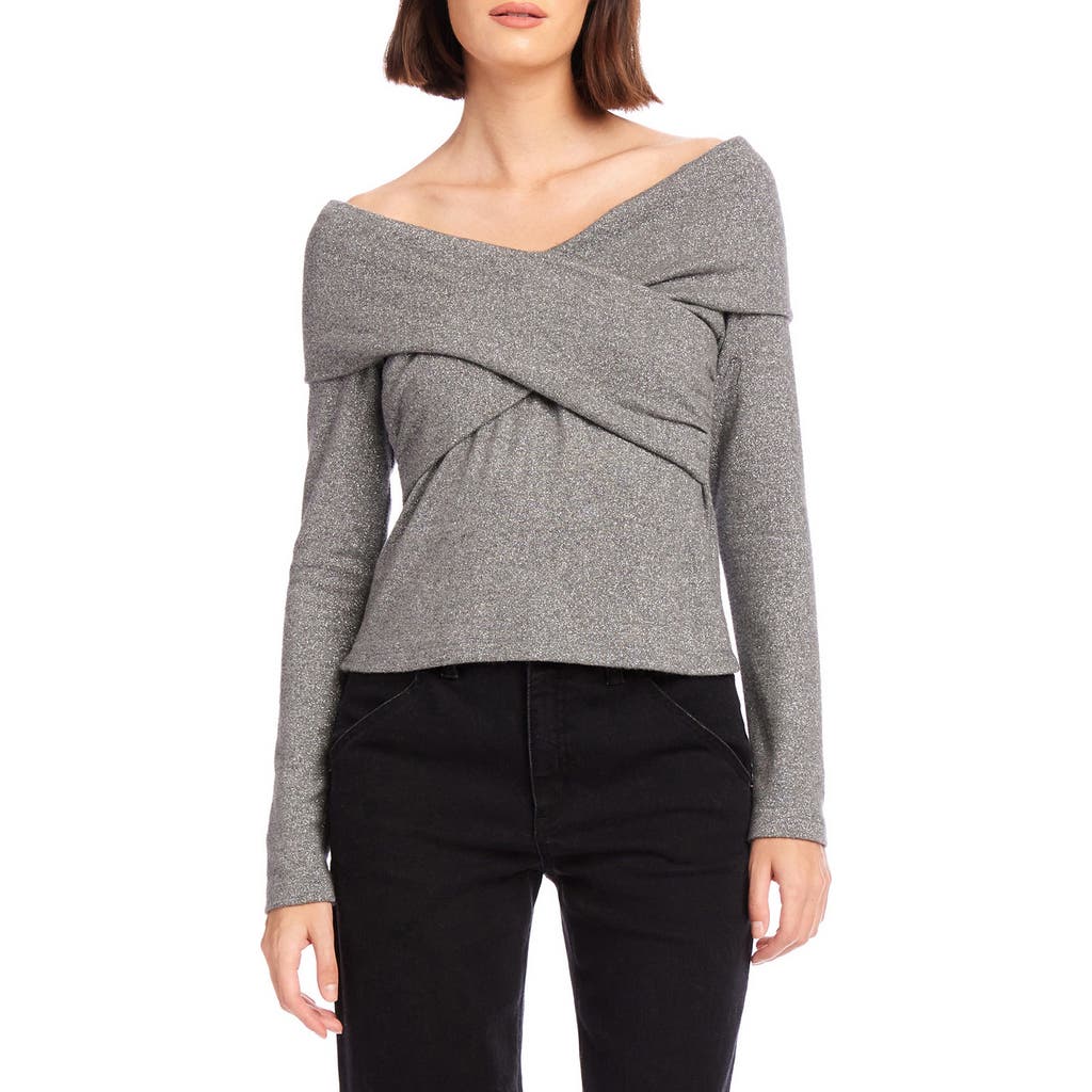 FIFTEEN TWENTY Lana Metallic Crossover Top in Silver