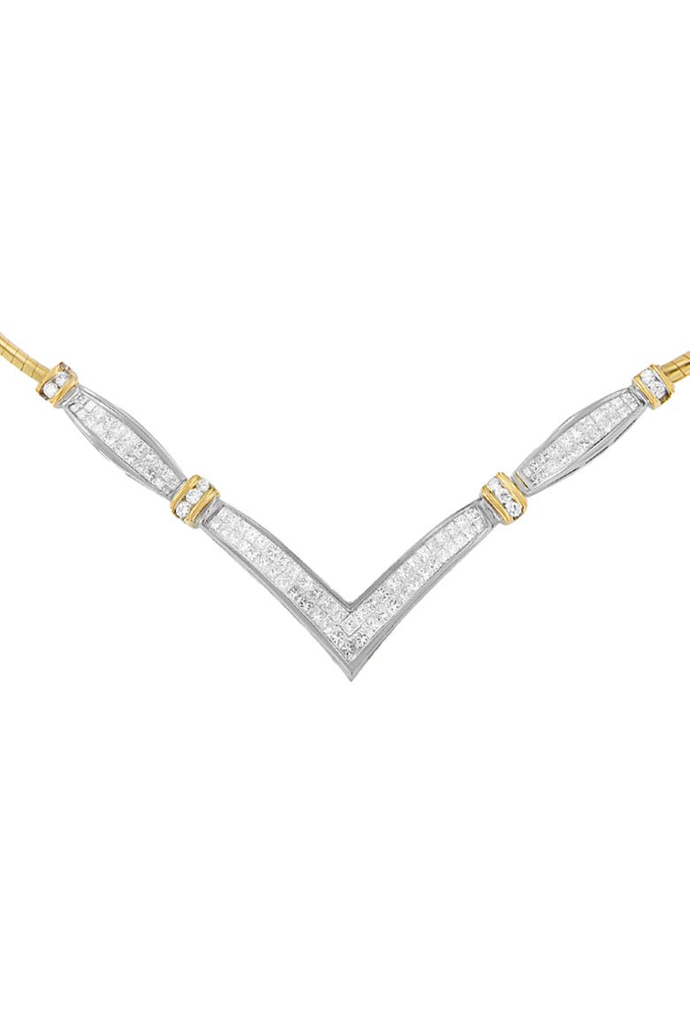 14K Yellow and White Gold 2.0 Cttw Diamond 'V' Shape Statement Necklace, Alternate, color, YellowWhite