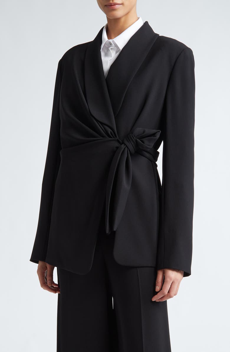 Max Mara Comma Tie Detail Crepe Blazer, Main, color, 