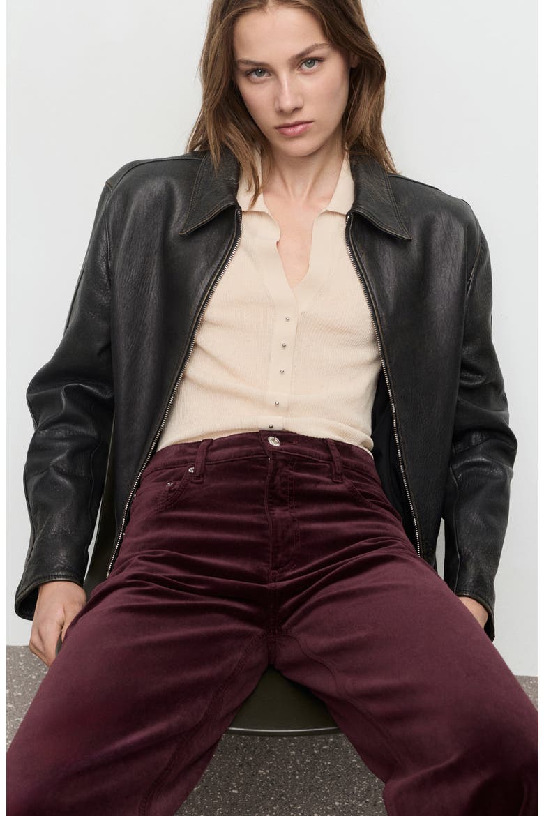 Wide Leg Velvet Jeans, Alternate, color, WINE
