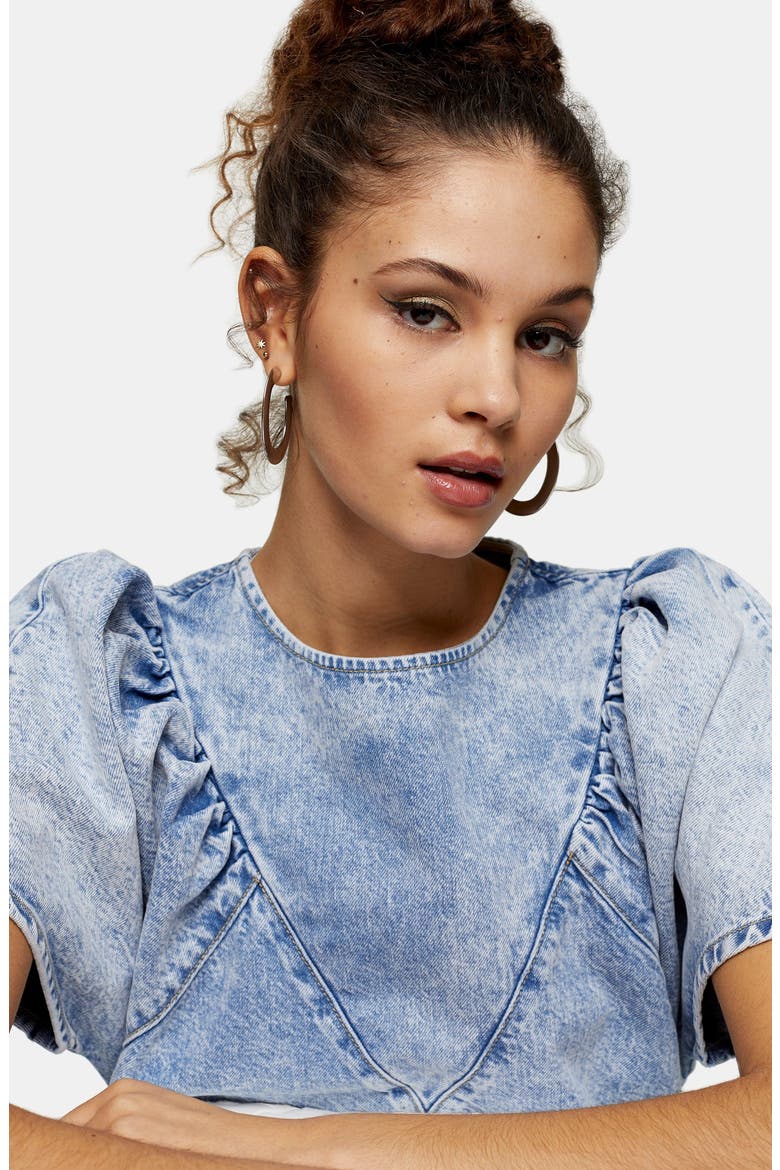 Acid Wash Denim Minidress, Alternate, color, MID DENIM