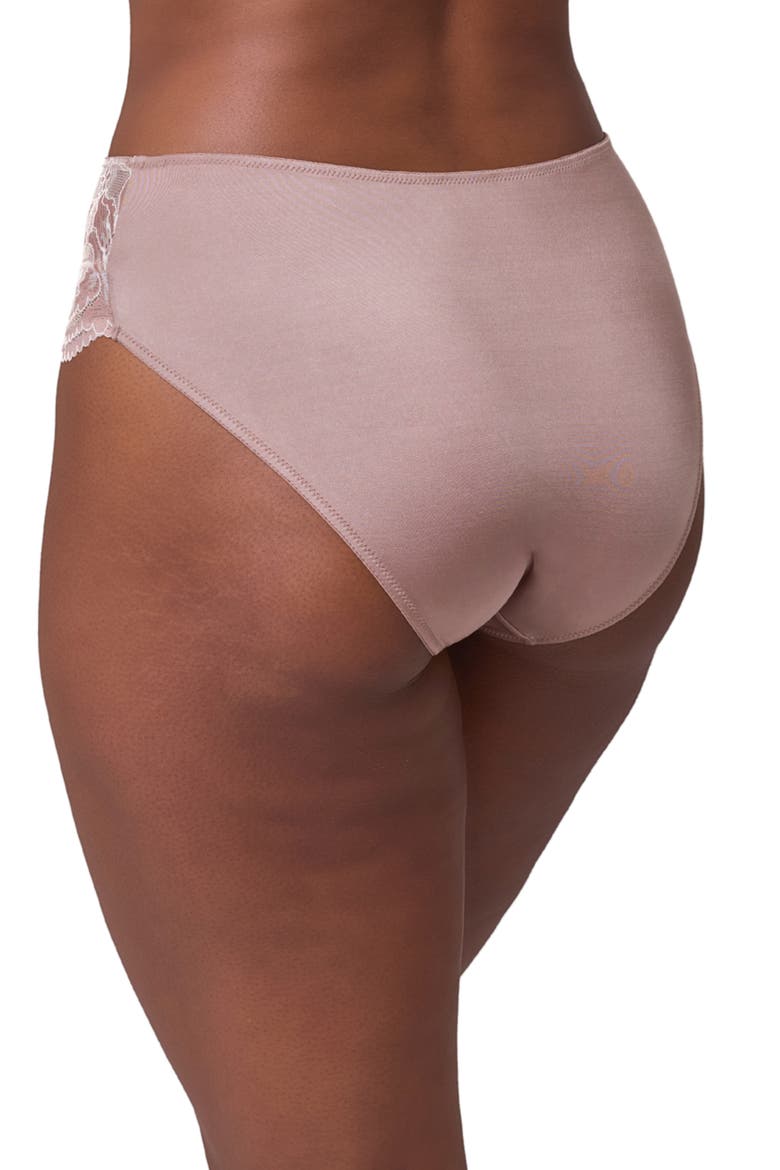 Floral Lace & Microfiber Briefs, Alternate, color, MOONSHELL/ CHANTILLY