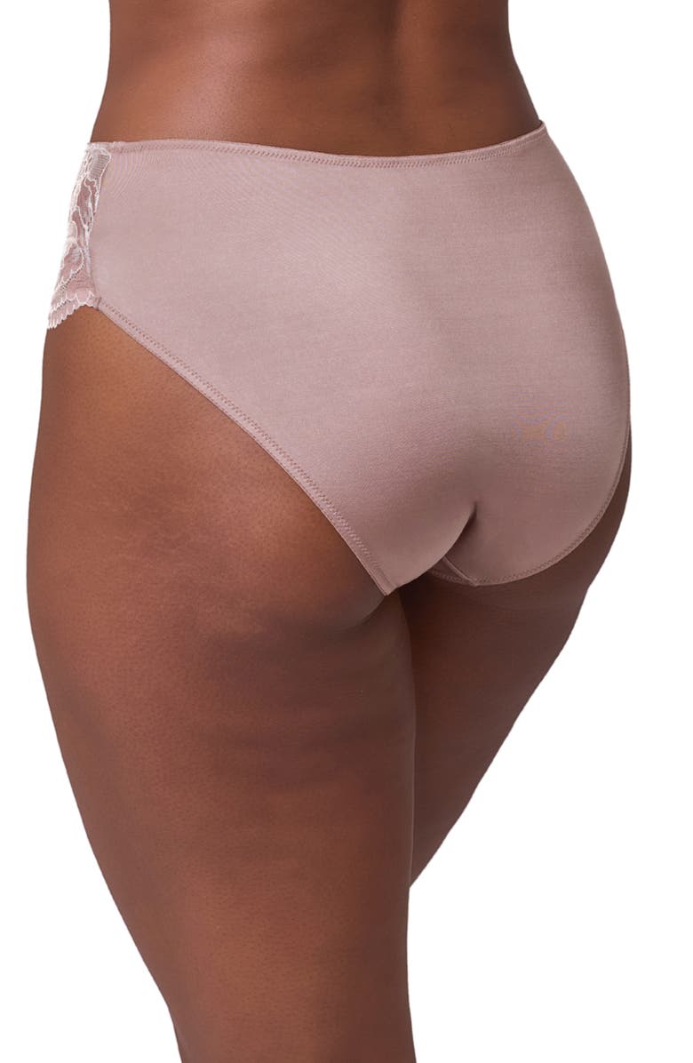 Montelle Intimates Floral Lace & Microfiber Briefs, Alternate, color, Moonshell/ Chantilly