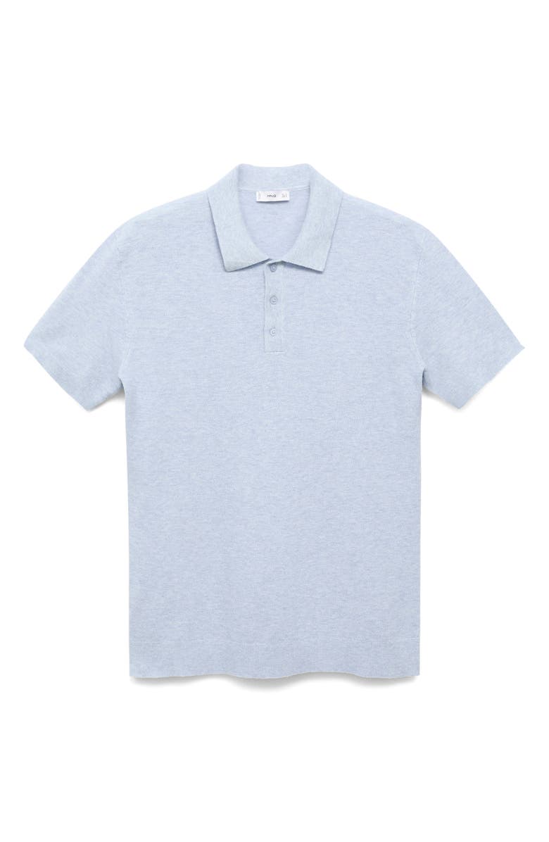 MANGO Slim Fit Knit Polo, Alternate, color, Aqua Blue