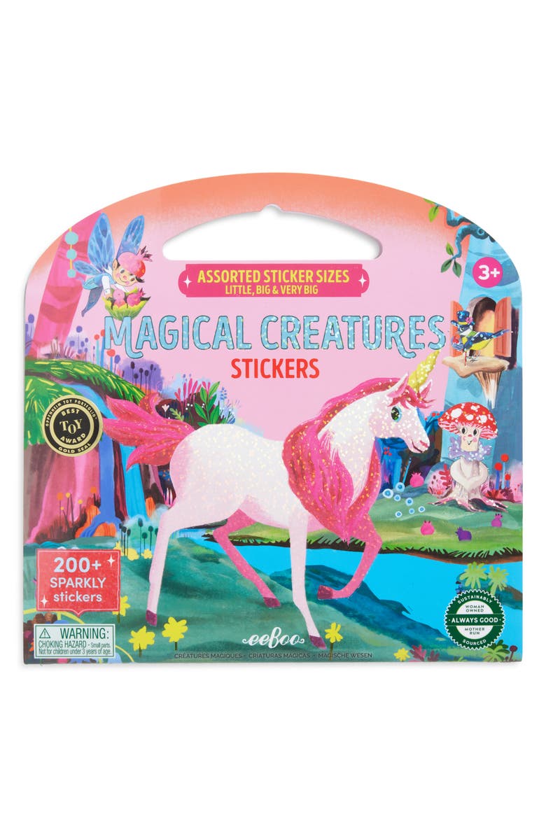 eeBoo Sparkly Magical Creatures Sticker Pack, Main, color, Multi