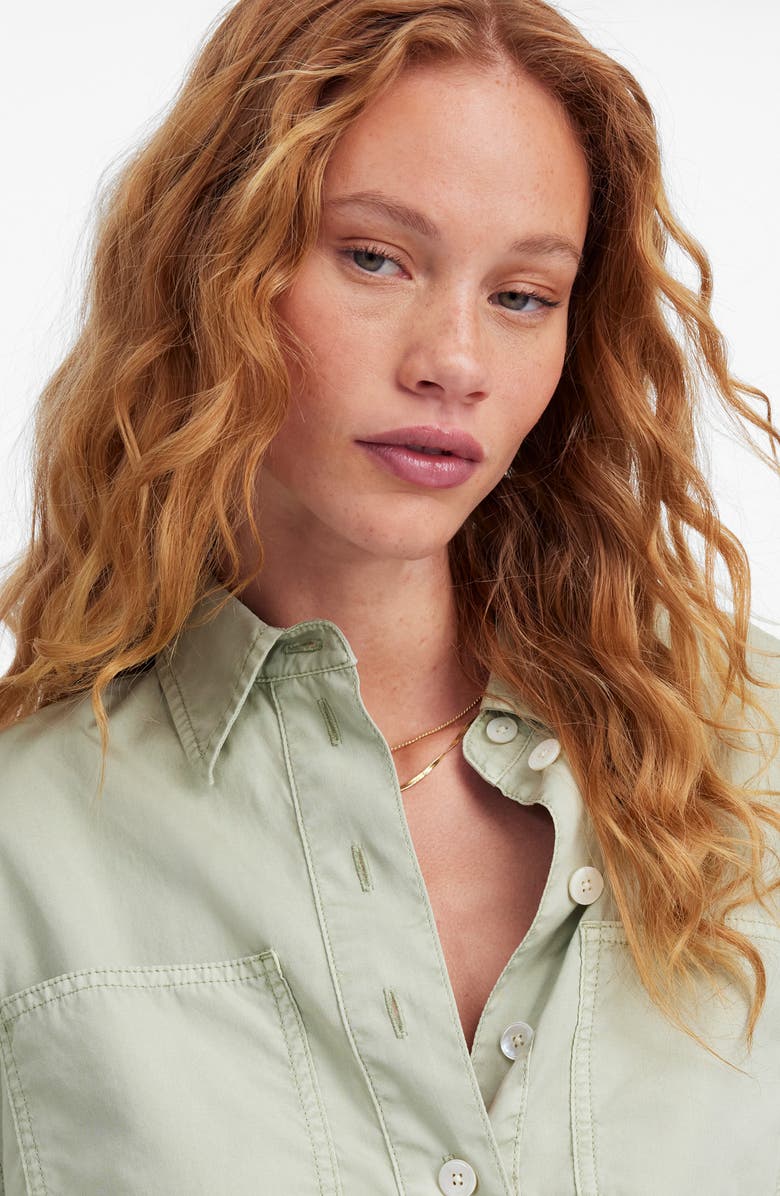 Madewell Garment Dye Denim Popover Shirt, Alternate, color, Dusty Celadon