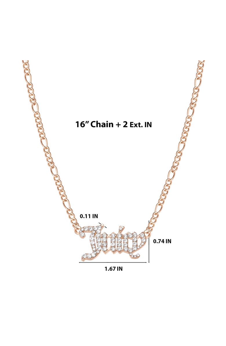 Juicy Couture Crystal Script Logo Chain Necklace, Alternate, color, Gold