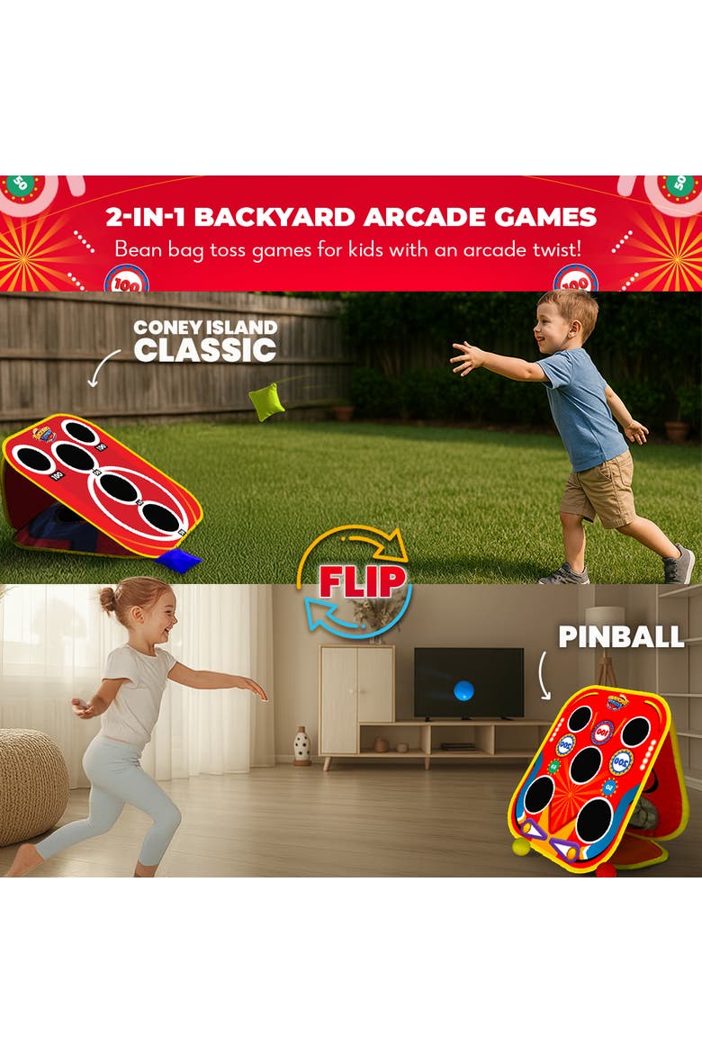Backyard Arcade | 2-in-1 Bean Bag Toss Game for Kids, Alternate, color, Red