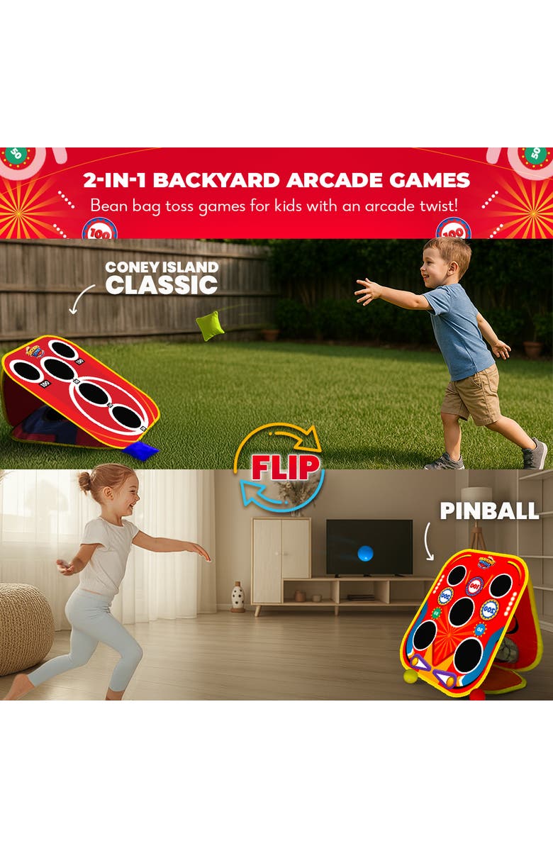 Swooc Games Backyard Arcade | 2-in-1 Bean Bag Toss Game for Kids, Alternate, color, Red