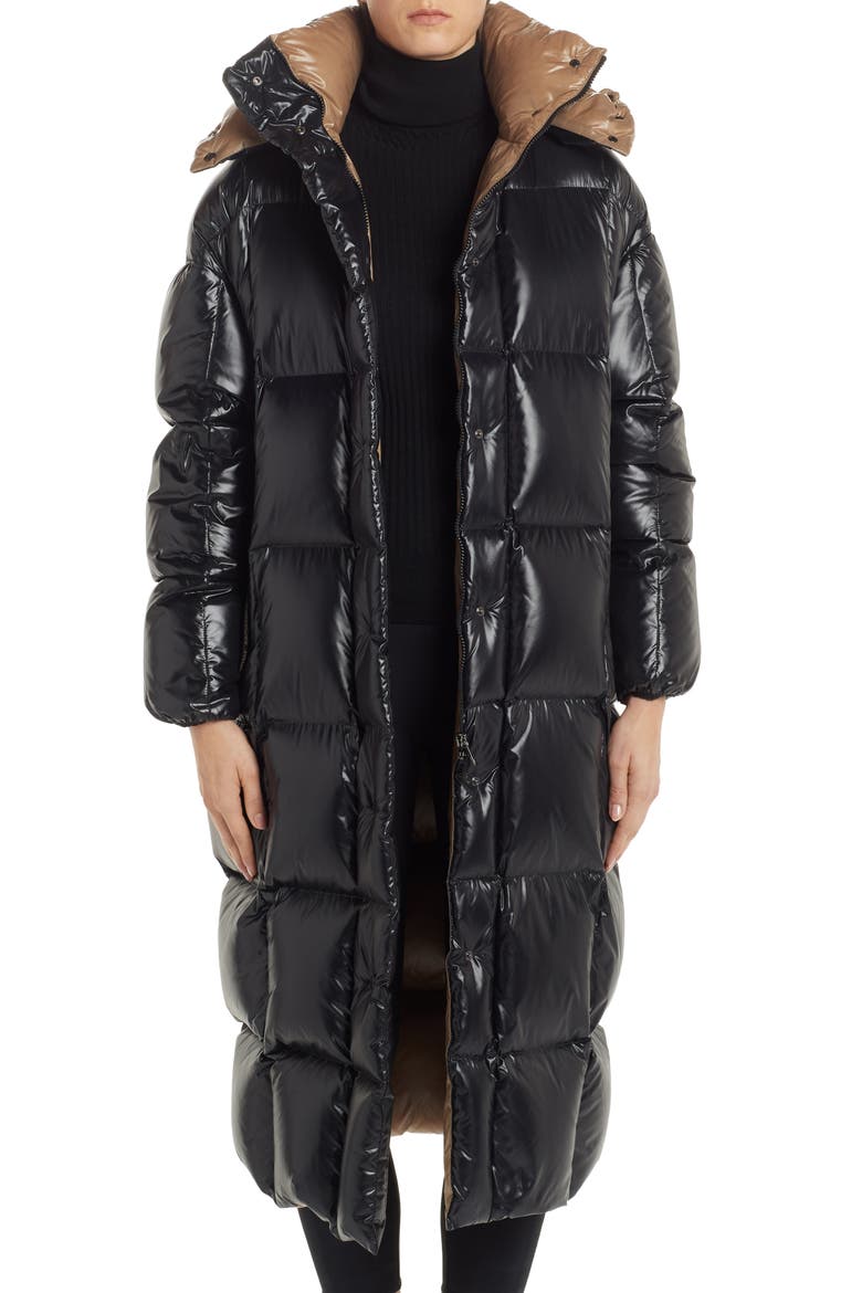 Parnaiba Long Quilted Down Puffer Coat, Main, color, BLACK