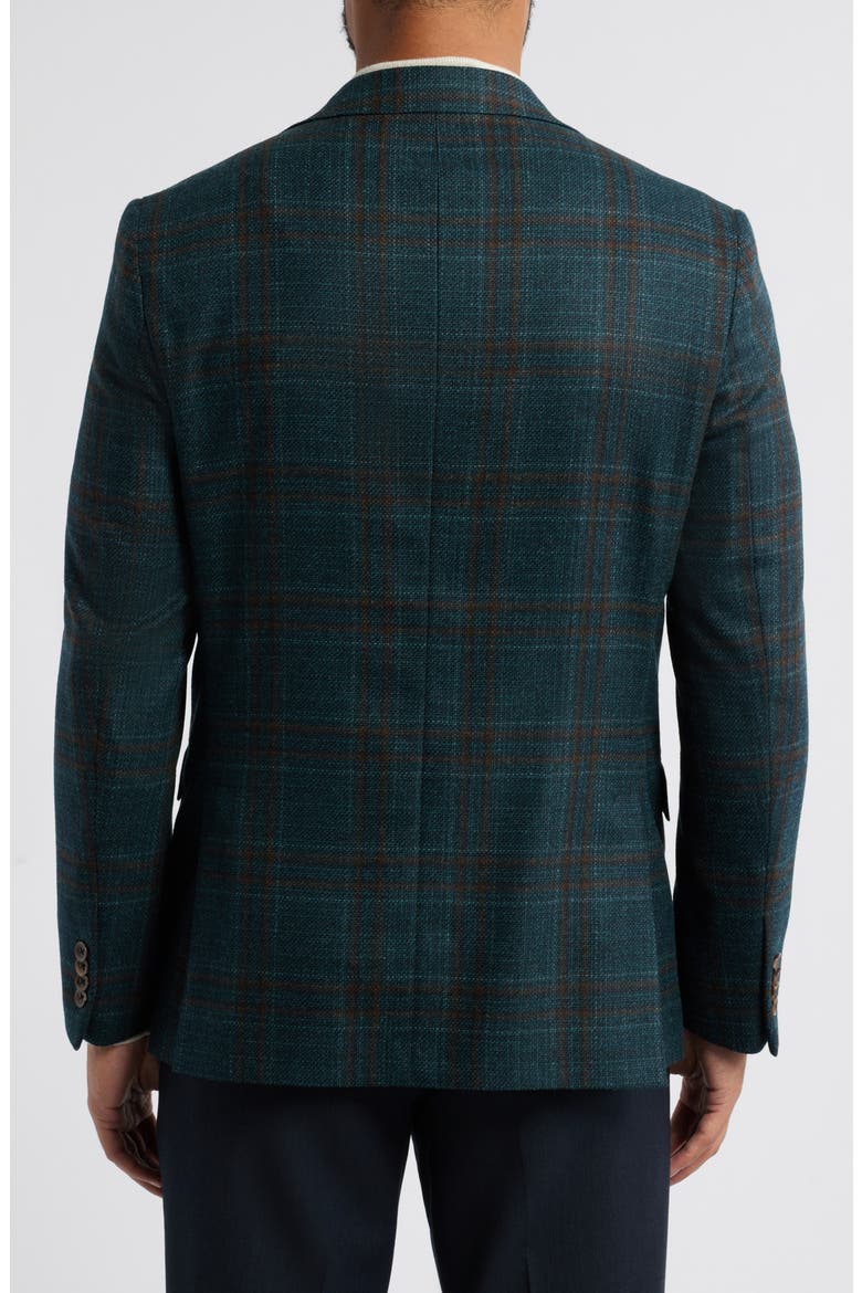 Midland Contemporary Fit Dark Teal Plaid Slub Wool Sport Coat, Alternate, color, BLUE