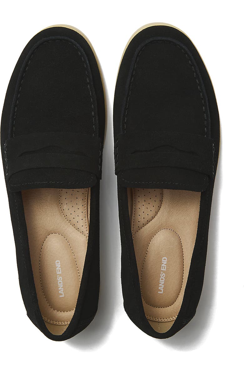 Lands' End Suede Penny Loafers, Alternate, color, Black