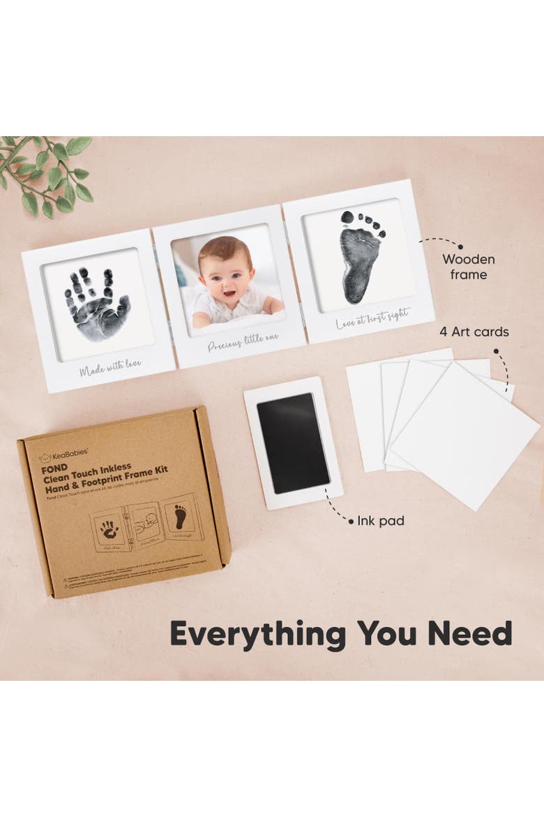 Fond Clean Touch Inkless Hand and Footprint Frame, Alternate, color, White/Silver