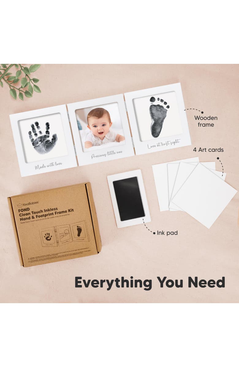 KeaBabies Fond Clean Touch Inkless Hand and Footprint Frame, Alternate, color, White/Silver