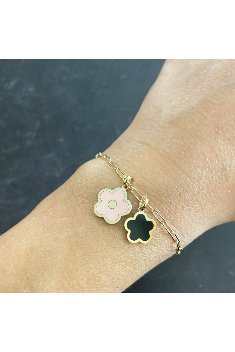 Onyx Flower Charm, Alternate, color, Onyx
