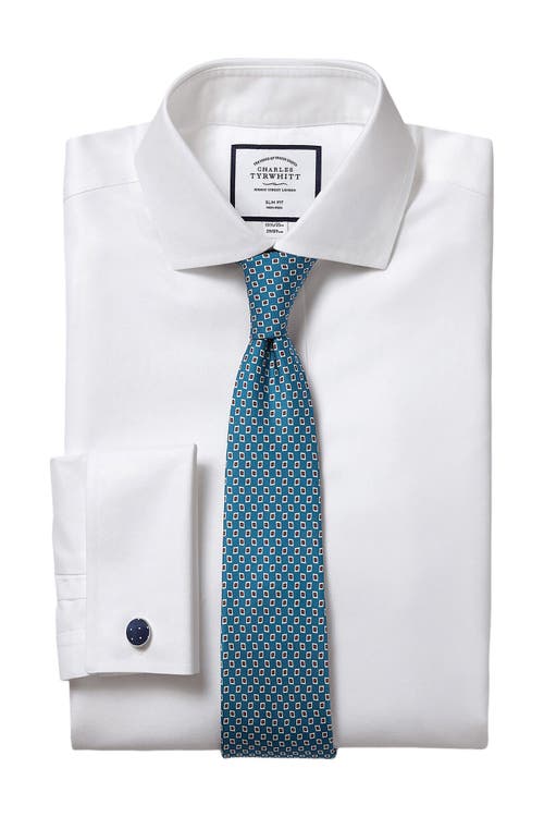 Shop Charles Tyrwhitt Non-iron Twill Extreme Cutaway Slim Fit Double Cuff In White